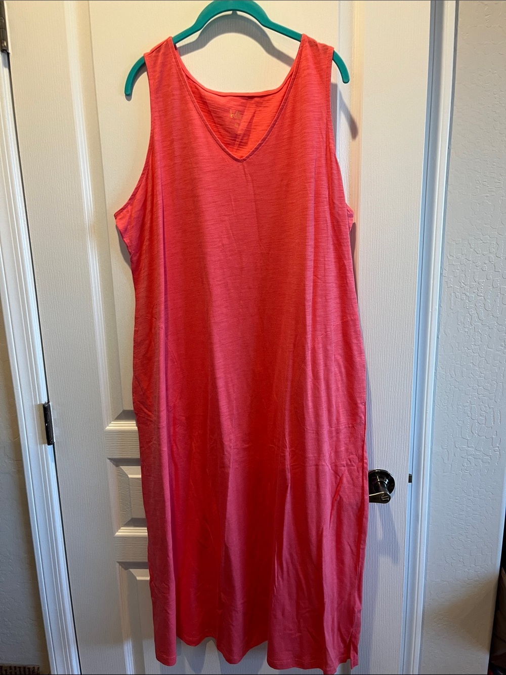 Belle by Kim Gravel Coral Pink Sleeveless Midi Dress